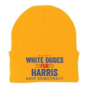 White Dudes For Harris Kamala Harris 2024 47th President Knit Cap Winter Beanie