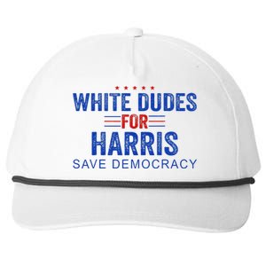 White Dudes For Harris Kamala Harris 2024 47th President Snapback Five-Panel Rope Hat