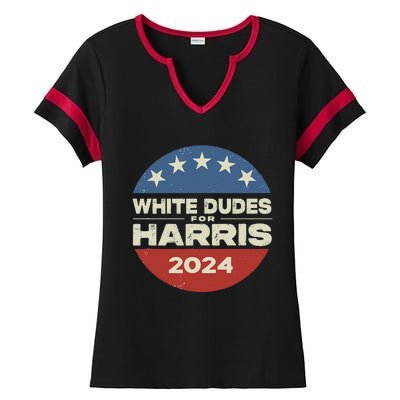 White Dudes For Harris Kamala 2024 Ladies Halftime Notch Neck Tee