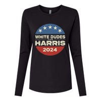 White Dudes For Harris Kamala 2024 Womens Cotton Relaxed Long Sleeve T-Shirt