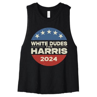 White Dudes For Harris Kamala 2024 Women's Racerback Cropped Tank