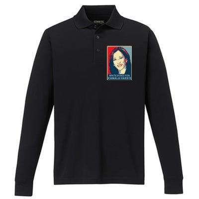 White Dudes For Kamala Harris Kamala Harris 2024 Performance Long Sleeve Polo