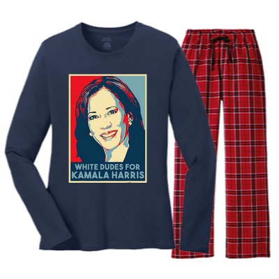 White Dudes For Kamala Harris Kamala Harris 2024 Women's Long Sleeve Flannel Pajama Set 