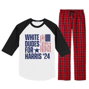 White Dudes For Harris Election 2024 Raglan Sleeve Pajama Set