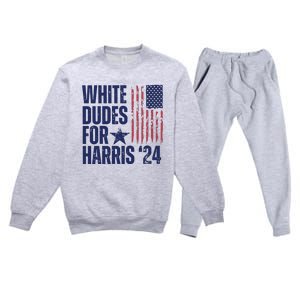 White Dudes For Harris Election 2024 Premium Crewneck Sweatsuit Set