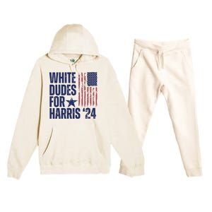 White Dudes For Harris Election 2024 Premium Hooded Sweatsuit Set