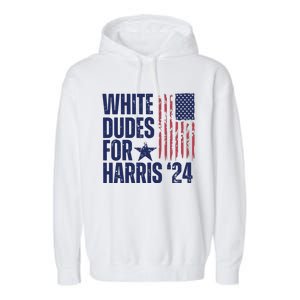 White Dudes For Harris Election 2024 Garment-Dyed Fleece Hoodie