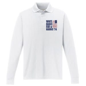 White Dudes For Harris Election 2024 Performance Long Sleeve Polo