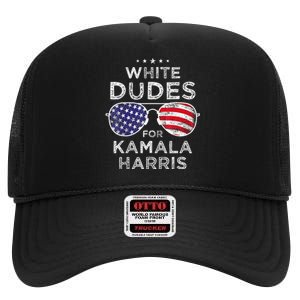 White Dudes For Kamala Harris Sunglasses High Crown Mesh Back Trucker Hat