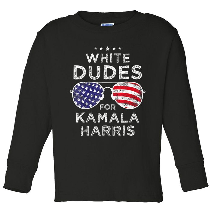 White Dudes For Kamala Harris Sunglasses Toddler Long Sleeve Shirt