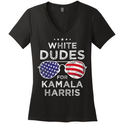 White Dudes For Kamala Harris Sunglasses Women's V-Neck T-Shirt