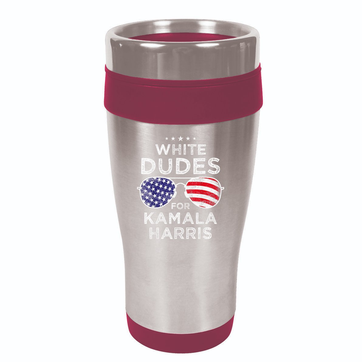 White Dudes For Kamala Harris Sunglasses 16oz Travel Tumbler