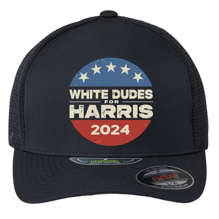 White Dudes For Harris Kamala 2024 Flexfit Unipanel Trucker Cap