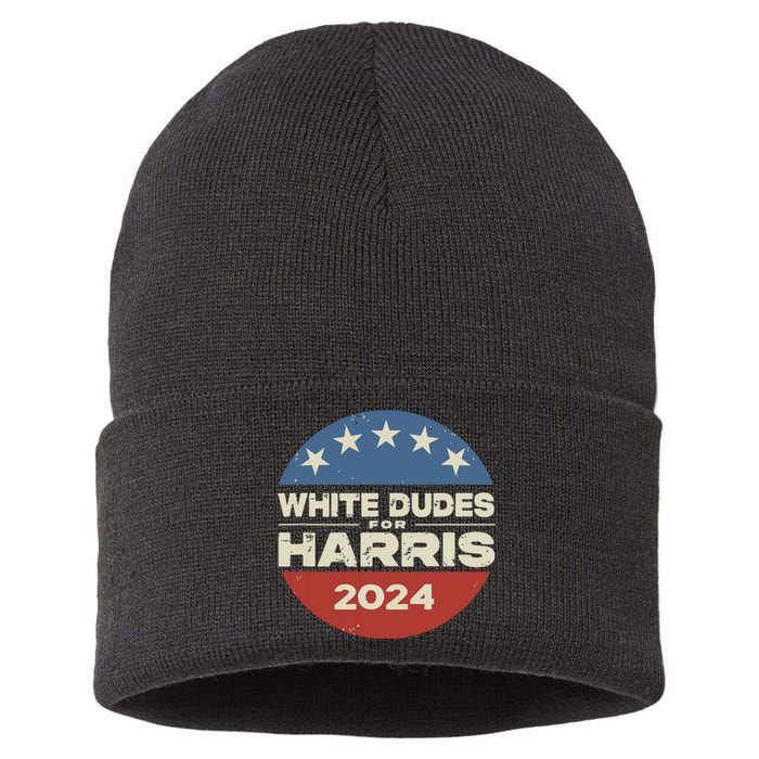 White Dudes For Harris Kamala 2024 Sustainable Knit Beanie