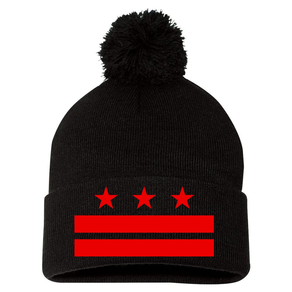 Washington Dc Flag D.C. Capitol Pom Pom 12in Knit Beanie