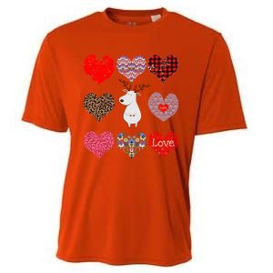 White Deer Funny Retro Floral Hearts Pattern Valentines Day Meaningful Gift Cooling Performance Crew T-Shirt