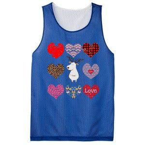 White Deer Funny Retro Floral Hearts Pattern Valentines Day Meaningful Gift Mesh Reversible Basketball Jersey Tank