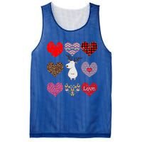 White Deer Funny Retro Floral Hearts Pattern Valentines Day Meaningful Gift Mesh Reversible Basketball Jersey Tank