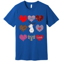 White Deer Funny Retro Floral Hearts Pattern Valentines Day Meaningful Gift Premium T-Shirt