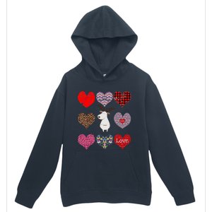 White Deer Funny Retro Floral Hearts Pattern Valentines Day Meaningful Gift Urban Pullover Hoodie