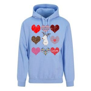 White Deer Funny Retro Floral Hearts Pattern Valentines Day Meaningful Gift Unisex Surf Hoodie