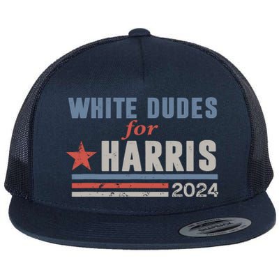 White Dudes For Kamala Harris Flat Bill Trucker Hat