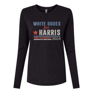 White Dudes For Harris 2024 For President Womens Cotton Relaxed Long Sleeve T-Shirt