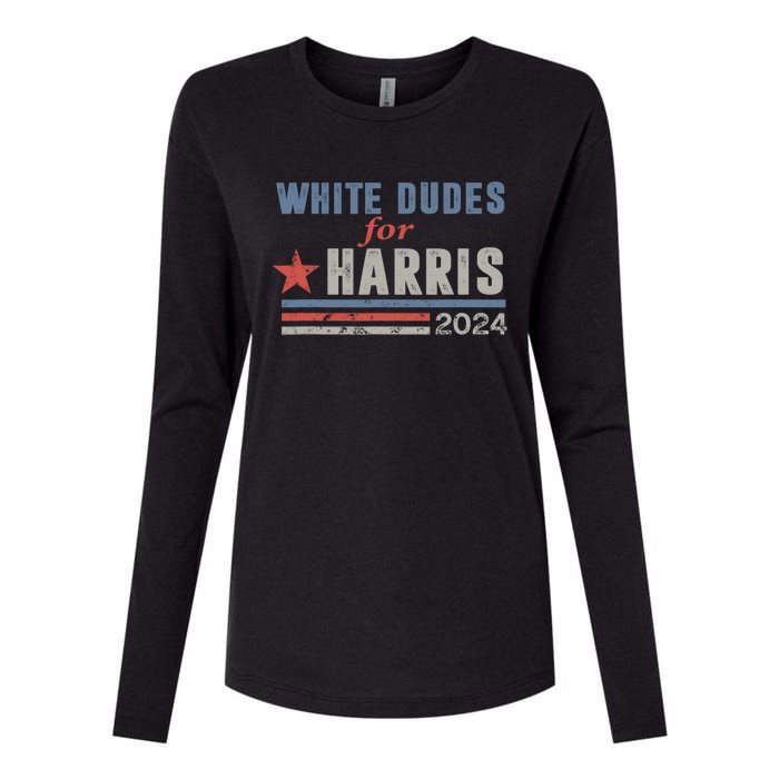 White Dudes For Harris 2024 For President Womens Cotton Relaxed Long Sleeve T-Shirt