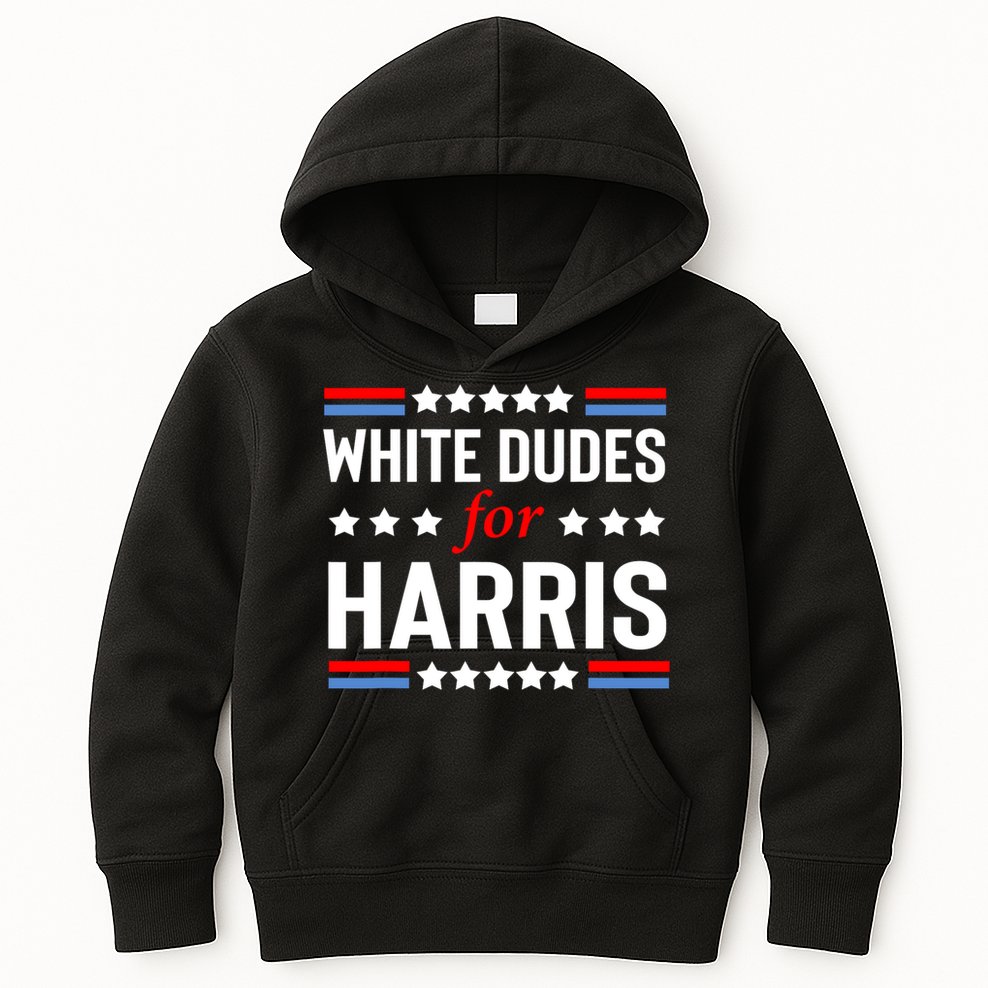 White Dudes For Harris 2024 For President Kids Hoodie