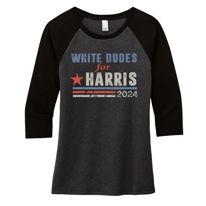 White Dudes For Kamala Harris Women's Tri-Blend 3/4-Sleeve Raglan Shirt