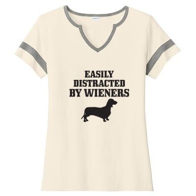 Wiener Dog Funny Weiner Doxie Dachshund Mom Dad Gift Ladies Halftime Notch Neck Tee