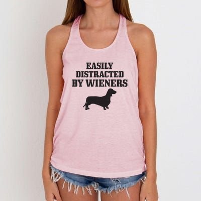 Wiener Dog Funny Weiner Doxie Dachshund Mom Dad Gift Women's Knotted Racerback Tank