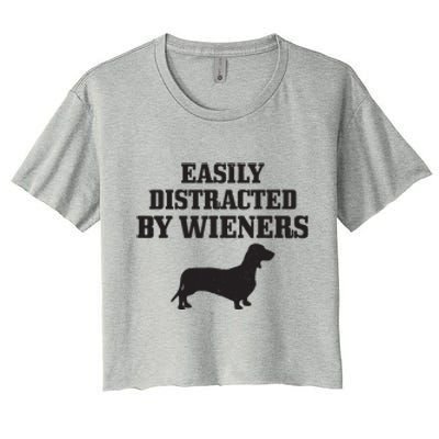 Wiener Dog Funny Weiner Doxie Dachshund Mom Dad Gift Women's Crop Top Tee