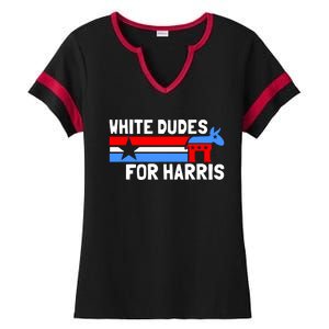 White Dudes For Harris 2024 For President Election Voting 2024 Ladies Halftime Notch Neck Tee