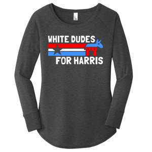 White Dudes For Harris 2024 For President Election Voting 2024 Women's Perfect Tri Tunic Long Sleeve Shirt