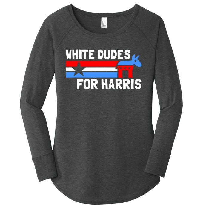 White Dudes For Harris 2024 For President Election Voting 2024 Women's Perfect Tri Tunic Long Sleeve Shirt