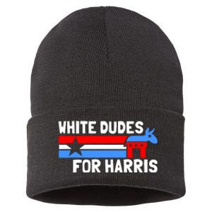 White Dudes For Harris 2024 For President Election Voting 2024 Sustainable Knit Beanie