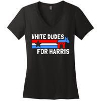 White Dudes For Harris 2024 For President Election Voting 2024 Women's V-Neck T-Shirt