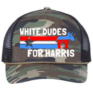 White Dudes For Harris 2024 For President Election Voting 2024 Retro Rope Trucker Hat Cap