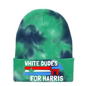 White Dudes For Harris 2024 For President Election Voting 2024 Tie Dye 12in Knit Beanie