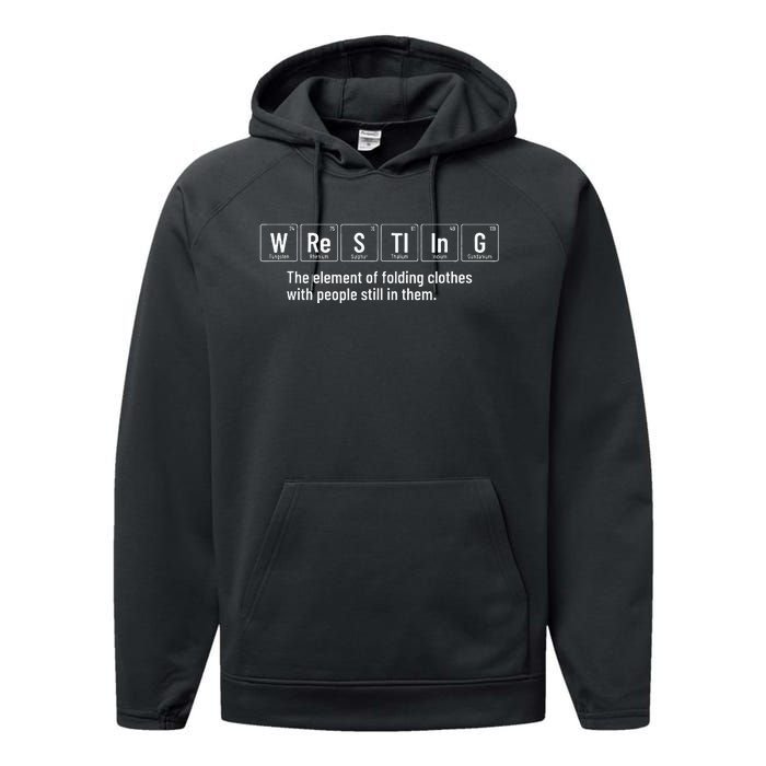 Wrestling Definition Funny Wrestler Periodic Elements Performance Fleece Hoodie