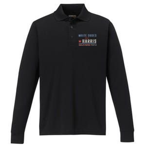 White Dudes For Harris 2024 For President Election Voting 2024 Performance Long Sleeve Polo