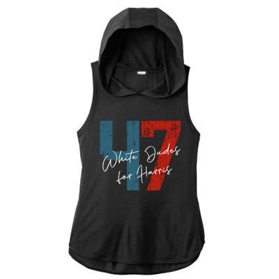 White Dudes For Harris Kamala Harris 2024 47th President Ladies PosiCharge Tri-Blend Wicking Draft Hoodie Tank