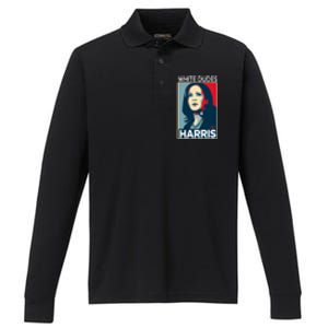 White Dudes For Harris 2024 For President Election Voting 2024 Performance Long Sleeve Polo