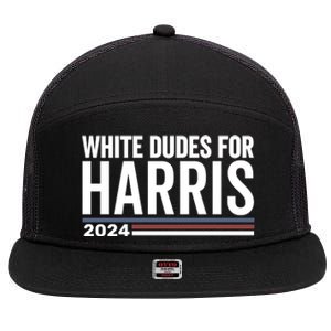 White Dudes For Harris 2024 7 Panel Mesh Trucker Snapback Hat