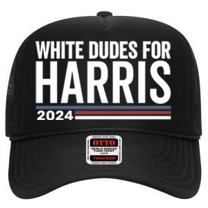 White Dudes For Harris 2024 High Crown Mesh Back Trucker Hat