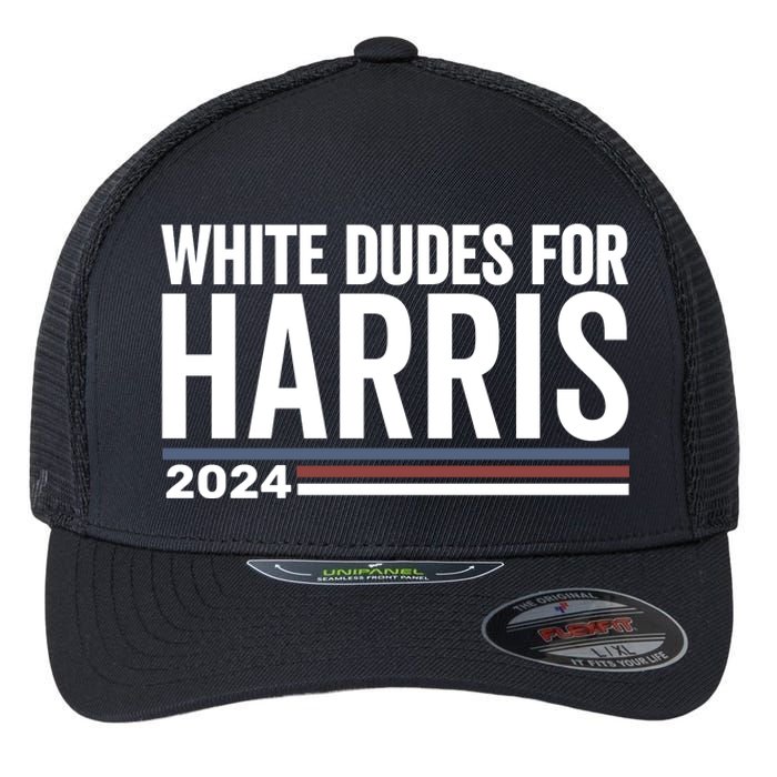 White Dudes For Harris 2024 Flexfit Unipanel Trucker Cap