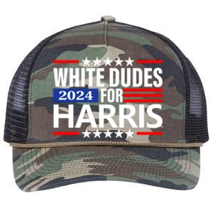 White Dudes For Harris 2024 For President Election Voting 2024 Retro Rope Trucker Hat Cap