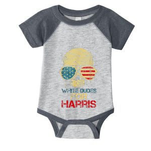 White Dudes For Harris 2024 American Flag Sunglasses Skull Infant Baby Jersey Bodysuit