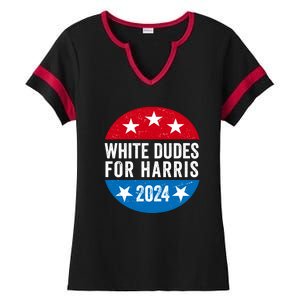 White Dudes For Harris 2024 For President Election Voting 2024 Ladies Halftime Notch Neck Tee